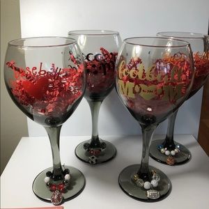 Sports Mom Wine Glasses with Wine Charms